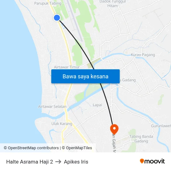 Halte Asrama Haji 2 to Apikes Iris map
