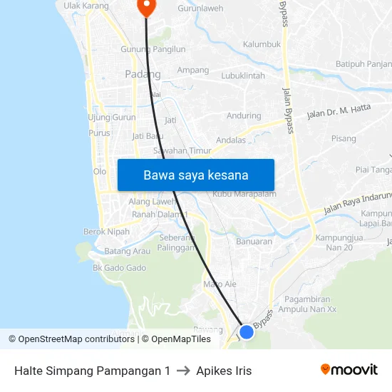 Halte Simpang Pampangan 1 to Apikes Iris map