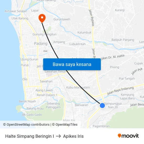 Halte Simpang Beringin I to Apikes Iris map