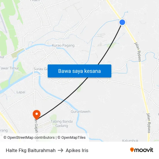 Halte Fkg Baiturahmah to Apikes Iris map