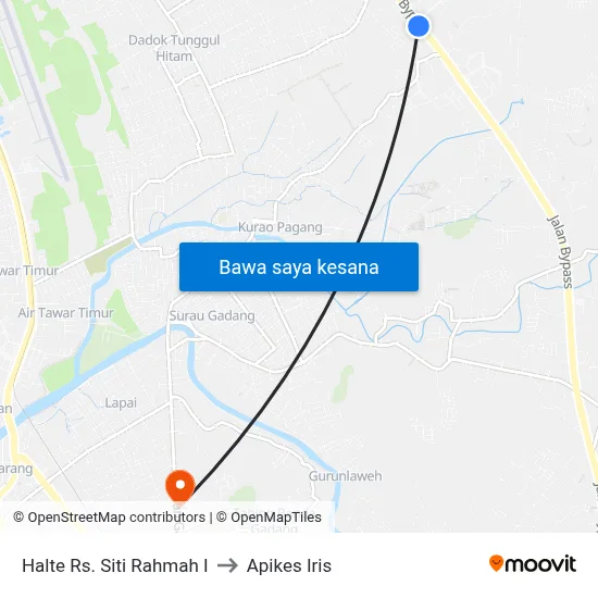 Halte Rs. Siti Rahmah I to Apikes Iris map