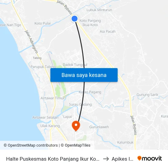 Halte Puskesmas Koto Panjang Ikur Koto I to Apikes Iris map