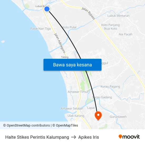 Halte Stikes Perintis Kalumpang to Apikes Iris map