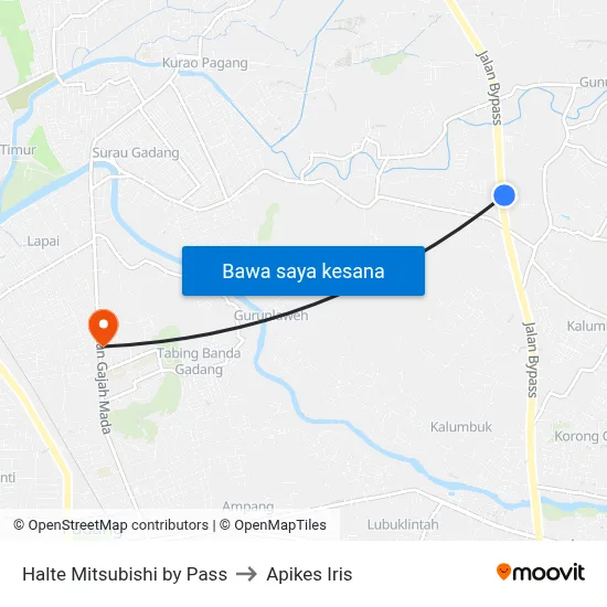 Halte Mitsubishi by Pass to Apikes Iris map