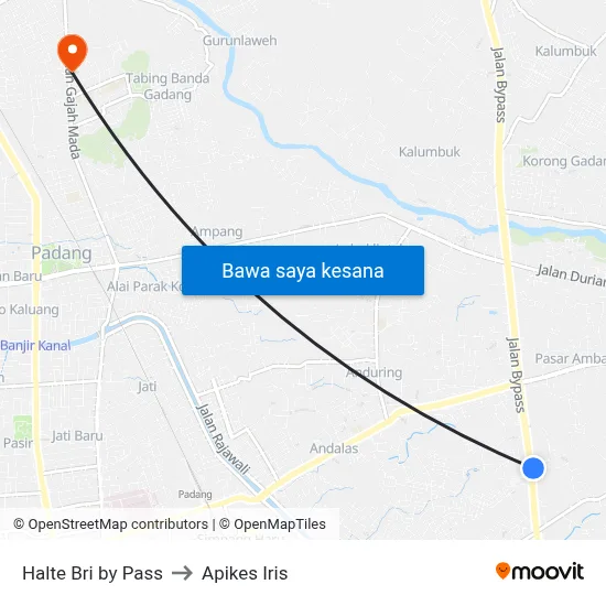 Halte Bri by Pass to Apikes Iris map