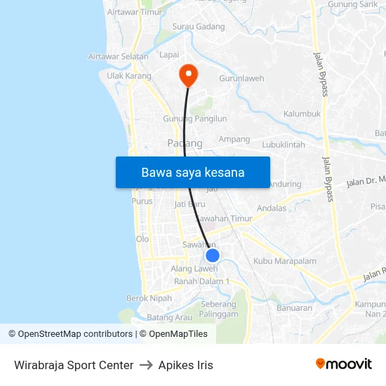 Wirabraja Sport Center to Apikes Iris map