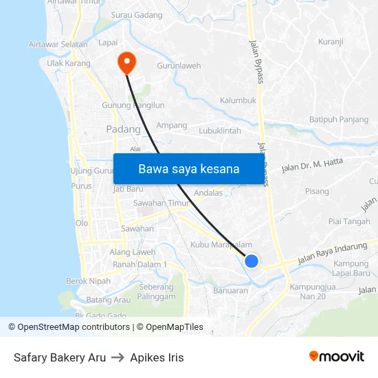 Safary Bakery Aru to Apikes Iris map