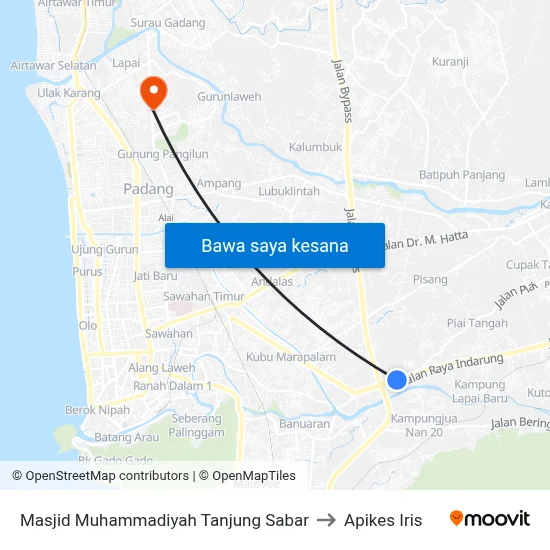 Masjid Muhammadiyah Tanjung Sabar to Apikes Iris map