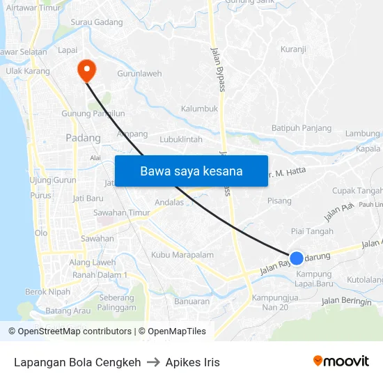 Lapangan Bola Cengkeh to Apikes Iris map