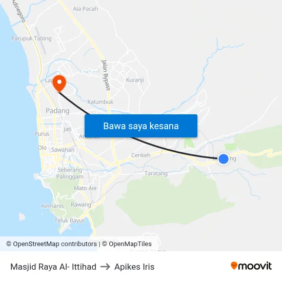 Masjid Raya Al- Ittihad to Apikes Iris map