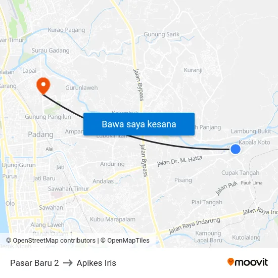 Pasar Baru 2 to Apikes Iris map