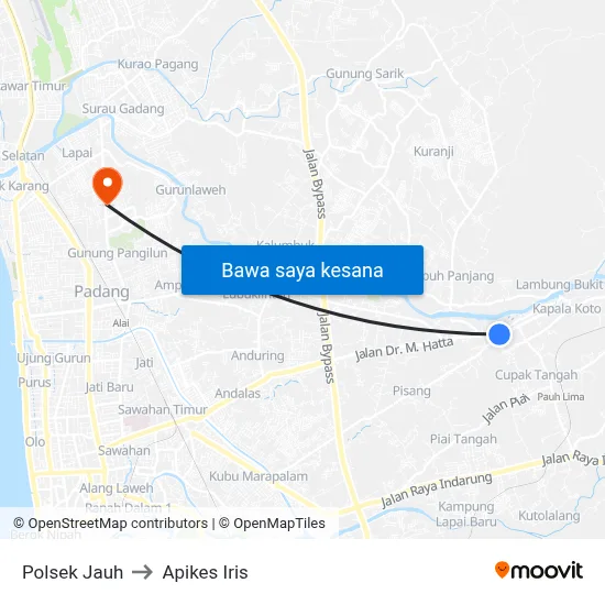 Polsek Jauh to Apikes Iris map