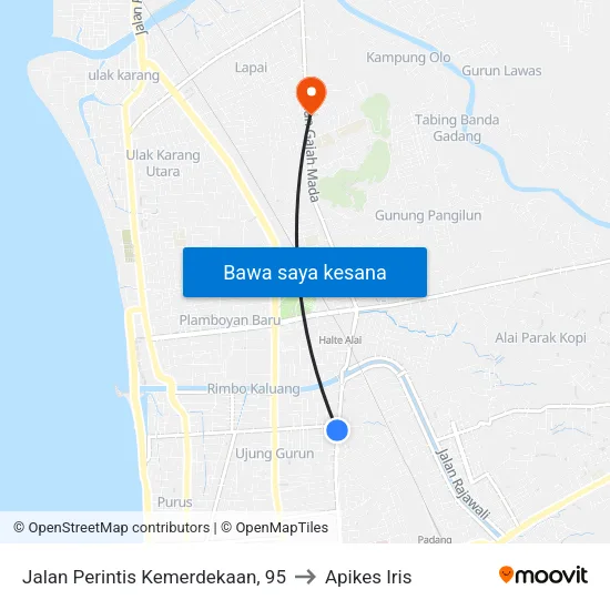 Jalan Perintis Kemerdekaan, 95 to Apikes Iris map