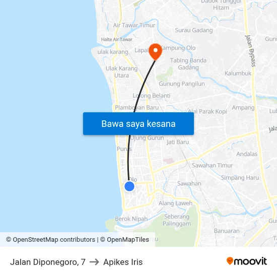 Jalan Diponegoro, 7 to Apikes Iris map