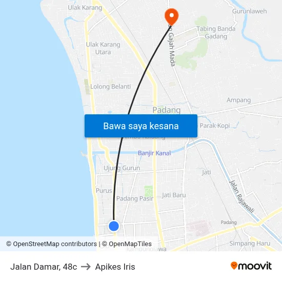 Jalan Damar, 48c to Apikes Iris map
