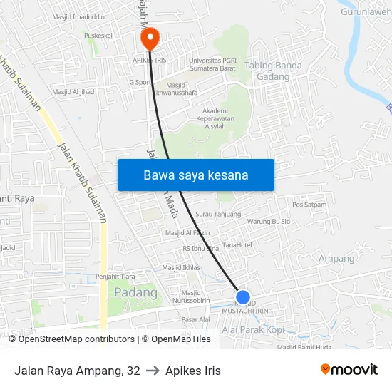 Jalan Raya Ampang, 32 to Apikes Iris map