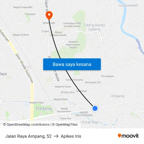 Jalan Raya Ampang, 52 to Apikes Iris map
