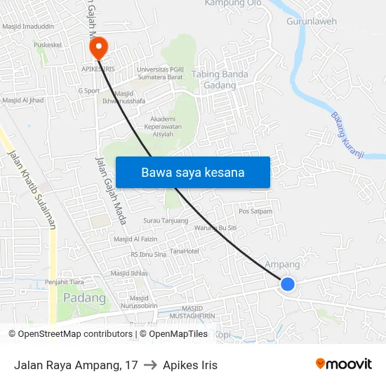 Jalan Raya Ampang, 17 to Apikes Iris map