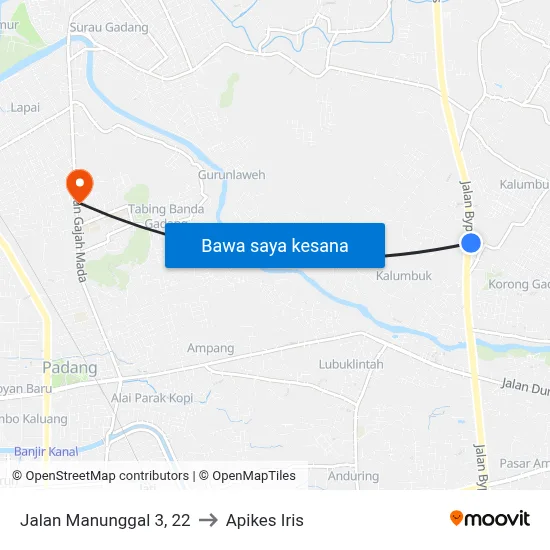 Jalan Manunggal 3, 22 to Apikes Iris map