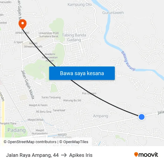 Jalan Raya Ampang, 44 to Apikes Iris map