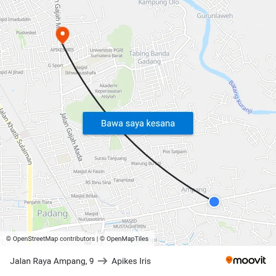 Jalan Raya Ampang, 9 to Apikes Iris map