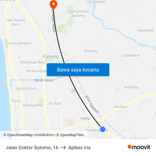 Jalan Doktor Sutomo, 16 to Apikes Iris map