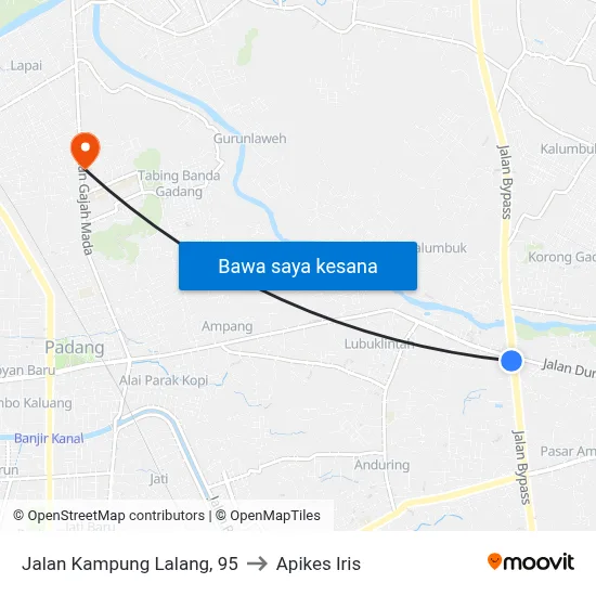 Jalan Kampung Lalang, 95 to Apikes Iris map