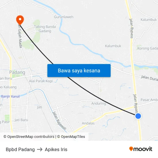 Bpbd Padang to Apikes Iris map