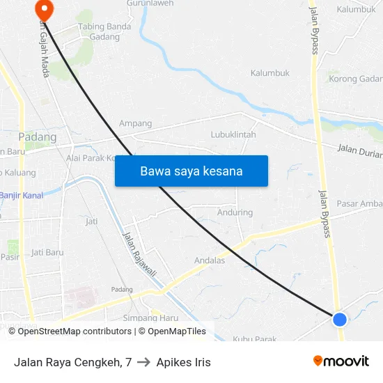 Jalan Raya Cengkeh, 7 to Apikes Iris map