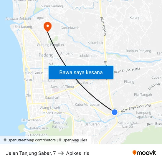 Jalan Tanjung Sabar, 7 to Apikes Iris map