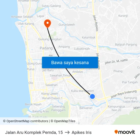 Jalan Aru Komplek Pemda, 15 to Apikes Iris map
