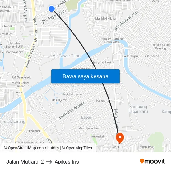 Jalan Mutiara, 2 to Apikes Iris map