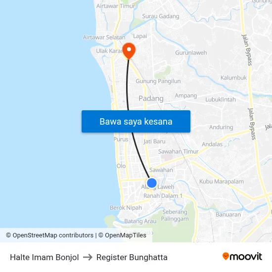 Halte Imam Bonjol to Register Bunghatta map
