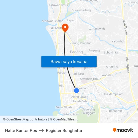 Halte Kantor Pos to Register Bunghatta map