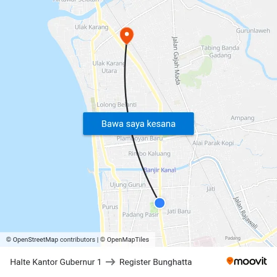 Halte Kantor Gubernur 1 to Register Bunghatta map