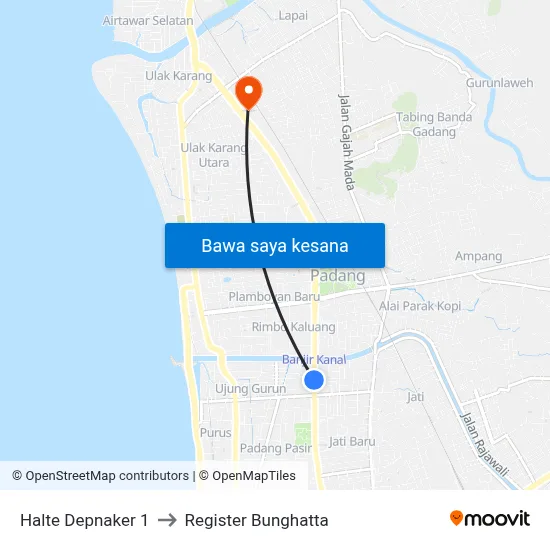 Halte Depnaker 1 to Register Bunghatta map