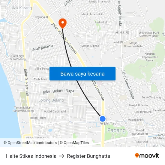 Halte Stikes Indonesia to Register Bunghatta map
