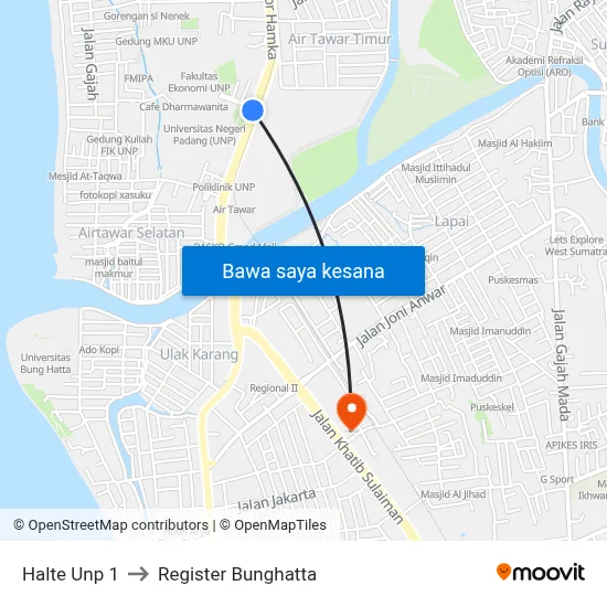 Halte Unp 1 to Register Bunghatta map