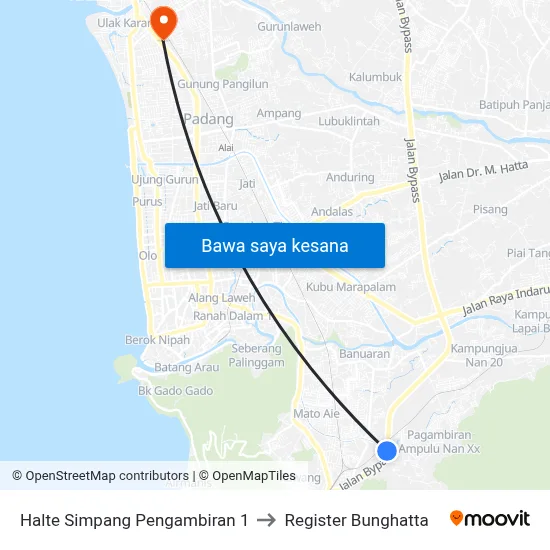 Halte Simpang Pengambiran 1 to Register Bunghatta map