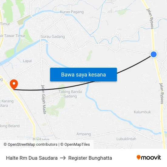 Halte Rm Dua Saudara to Register Bunghatta map