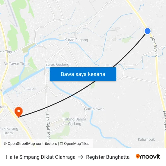 Halte Simpang Diklat Olahraga to Register Bunghatta map