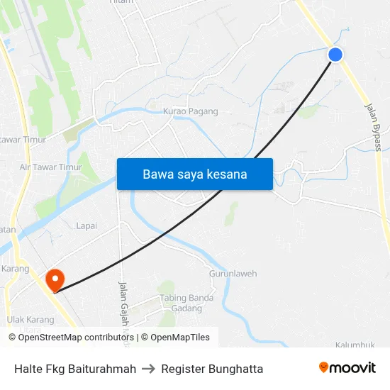 Halte Fkg Baiturahmah to Register Bunghatta map