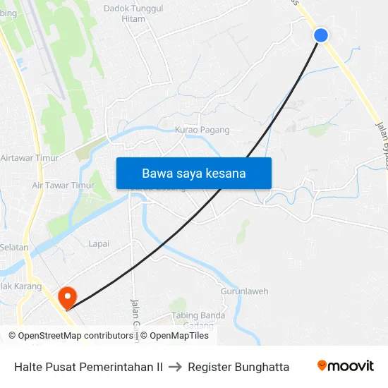 Halte Pusat Pemerintahan II to Register Bunghatta map