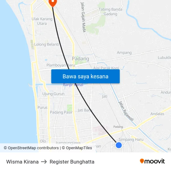 Wisma Kirana to Register Bunghatta map