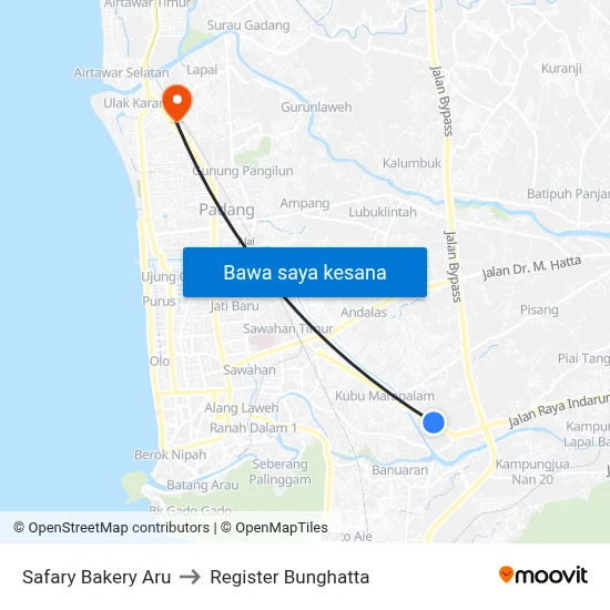 Safary Bakery Aru to Register Bunghatta map