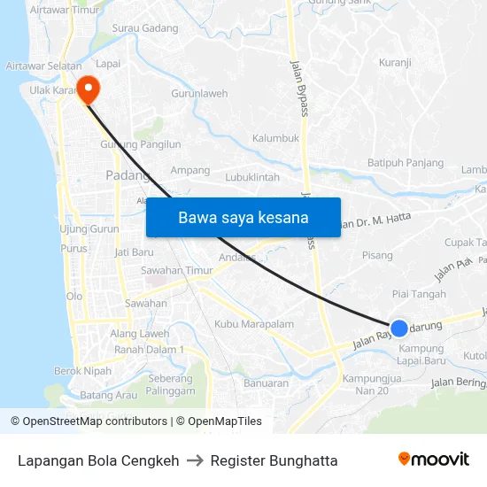 Lapangan Bola Cengkeh to Register Bunghatta map