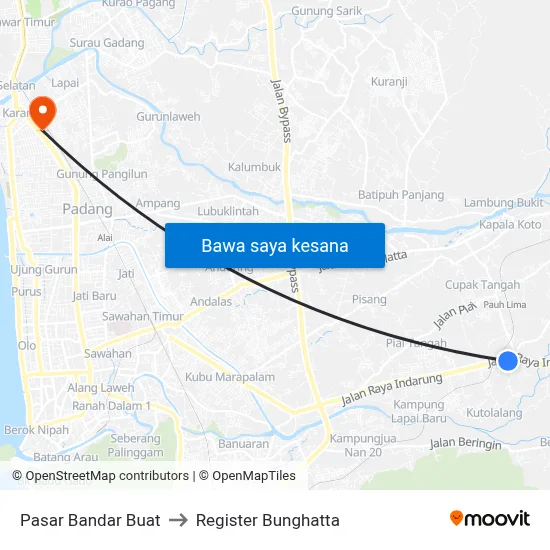 Pasar Bandar Buat to Register Bunghatta map