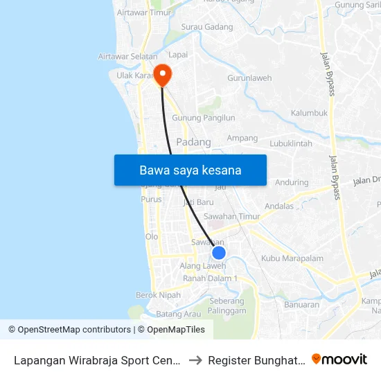 Lapangan Wirabraja Sport Center to Register Bunghatta map