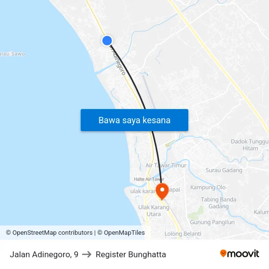Jalan Adinegoro, 9 to Register Bunghatta map