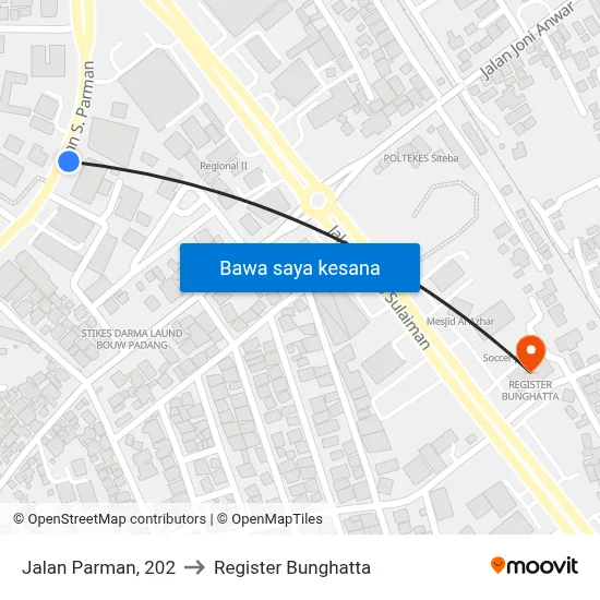 Jalan Parman, 202 to Register Bunghatta map